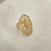 Oro Laminado Elegant Ring, Gold Filled Style Sun and Filigree Design, Diamond Cutting Finish, Golden Finish, 01.233.0028.07 (Size 7)