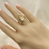Oro Laminado Elegant Ring, Gold Filled Style Sun and Filigree Design, Diamond Cutting Finish, Golden Finish, 01.233.0028.08 (Size 8)