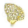 Oro Laminado Elegant Ring, Gold Filled Style Sun and Filigree Design, Diamond Cutting Finish, Golden Finish, 01.233.0028.08 (Size 8)