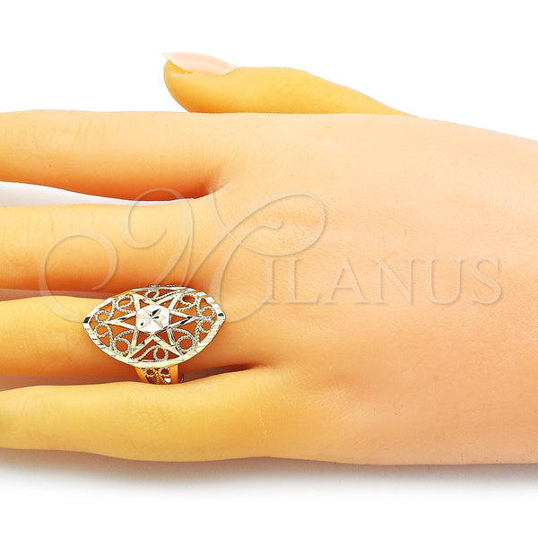 Gold Filled Ring — Elegant Ring Sun and Filigree Design Diamond Cutting — alternate product view — SKU 150980 | Oro Laminado anillo — Elegant Ring Sun and Filigree diseño Diamond Cutting — SKU 150980