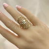 Oro Laminado Elegant Ring, Gold Filled Style Star and Filigree Design, Diamond Cutting Finish, Golden Finish, 01.233.0029.07 (Size 7)