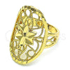 Oro Laminado Elegant Ring, Gold Filled Style Star and Filigree Design, Diamond Cutting Finish, Golden Finish, 01.233.0029.07 (Size 7)