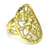 Oro Laminado Elegant Ring, Gold Filled Style Star and Filigree Design, Diamond Cutting Finish, Golden Finish, 01.233.0029.07 (Size 7)