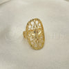 Oro Laminado Elegant Ring, Gold Filled Style Star and Filigree Design, Diamond Cutting Finish, Golden Finish, 01.233.0029.07 (Size 7)