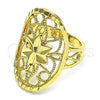 Oro Laminado Elegant Ring, Gold Filled Style Star and Star of David Design, Diamond Cutting Finish, Golden Finish, 01.233.0029.08 (Size 8)