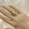 Oro Laminado Elegant Ring, Gold Filled Style Bow and Filigree Design, Diamond Cutting Finish, Golden Finish, 01.233.0030.07 (Size 7)