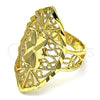 Oro Laminado Elegant Ring, Gold Filled Style Bow and Filigree Design, Diamond Cutting Finish, Golden Finish, 01.233.0030.07 (Size 7)