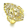 Oro Laminado Elegant Ring, Gold Filled Style Bow and Filigree Design, Diamond Cutting Finish, Golden Finish, 01.233.0030.07 (Size 7)