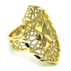 Oro Laminado Elegant Ring, Gold Filled Style Bow and Filigree Design, Diamond Cutting Finish, Golden Finish, 01.233.0030.08 (Size 8)