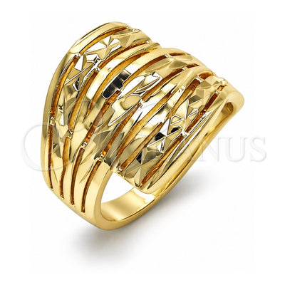 Oro Laminado Elegant Ring, Gold Filled Style Diamond Cutting Finish, Golden Finish, 01.233.0031.07 (Size 7)