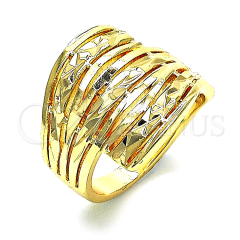 Oro Laminado Elegant Ring, Gold Filled Style Diamond Cutting Finish, Golden Finish, 01.233.0031.08 (Size 8)