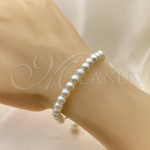 Gold Filled Bracelet — Fancy Bracelet Ball Design with Ivory Pearl Polished — main product view — SKU 150995 | Oro Laminado brazalete — elegante Bracelet Ball diseño with Ivory Pearl pulido — SKU 150995