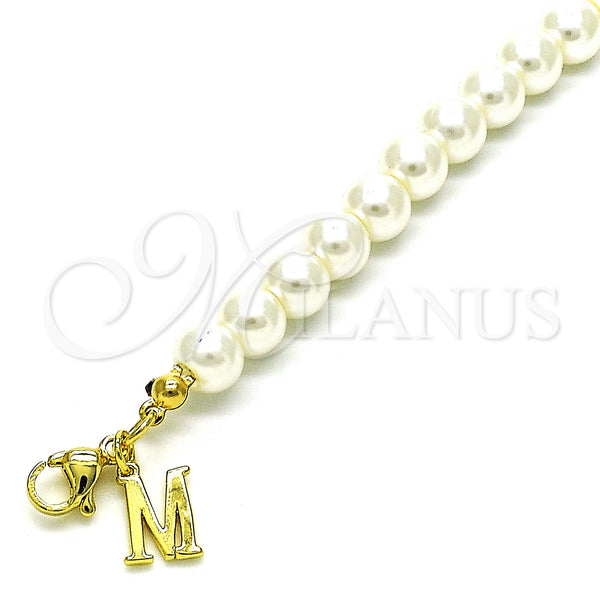 Gold Filled Bracelet — Fancy Bracelet Ball Design with Ivory Pearl Polished — alternate product view — SKU 150995 | Oro Laminado brazalete — elegante Bracelet Ball diseño with Ivory Pearl pulido — SKU 150995