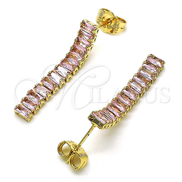 Gold Filled Ring — Long Earring Baguette Design with Pink Cubic Zirconia — alternate product view — SKU 151003 | Oro Laminado anillo — Long Earring Baguette diseño with Pink Cubic Zirconia — SKU 151003
