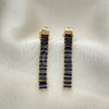 Oro Laminado Long Earring, Gold Filled Style Baguette Design, with Black Cubic Zirconia, Polished, Golden Finish, 02.403.0001.3