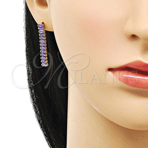Gold Filled Ring — Long Earring Baguette Design with Amethyst Cubic Zirconia — main product view — SKU 151005 | Oro Laminado anillo — Long Earring Baguette diseño with Amethyst Cubic Zirconia — SKU 151005