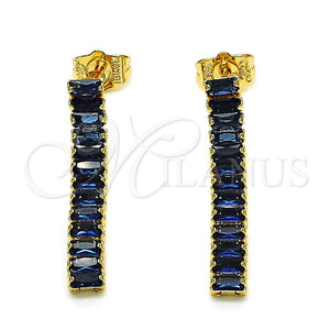 Gold Filled Ring — Long Earring Baguette Design with Sapphire Blue Cubic — main product view — SKU 151007 | Oro Laminado anillo — Long Earring Baguette diseño with Sapphire Blue Cubic — SKU 151007