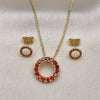 Oro Laminado Earring and Pendant Adult Set, Gold Filled Style Cluster Design, Polished, Golden Finish, 10.156.0461