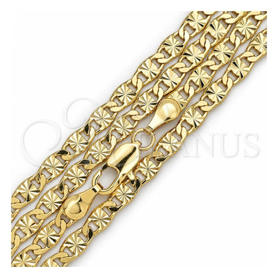 Oro Laminado Basic Necklace, Gold Filled Style Mariner Design, Diamond Cutting Finish, Golden Finish, 04.213.0247.24 (0.80 Gauge, 04 MM Thickness, 24 Inches Length)