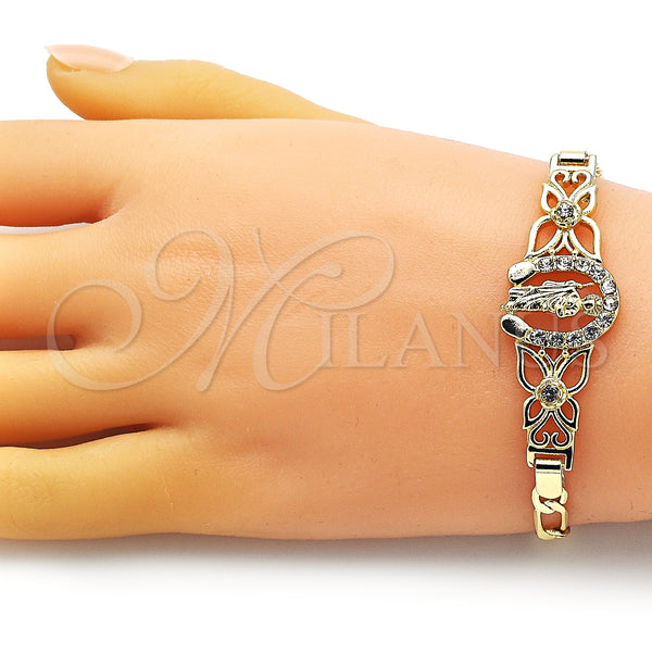 Gold Filled Bracelet — Fancy Bracelet San Judas and Figaro Design with — alternate product view — SKU 151020 | Oro Laminado brazalete — elegante Bracelet San Judas and Figaro diseño with — SKU 151020