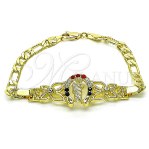 Gold Filled Bracelet — Fancy Bracelet San Judas and Figaro Design with — main product view — SKU 151021 | Oro Laminado brazalete — elegante Bracelet San Judas and Figaro diseño with — SKU 151021