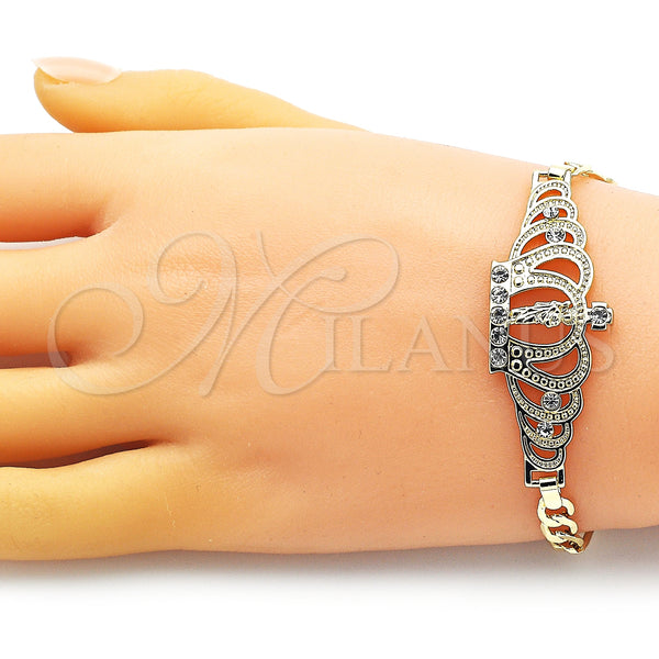 Gold Filled Bracelet — Fancy Bracelet San Judas and Figaro Design with — alternate product view — SKU 151022 | Oro Laminado brazalete — elegante Bracelet San Judas and Figaro diseño with — SKU 151022