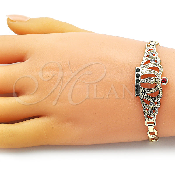 Gold Filled Bracelet — Fancy Bracelet San Judas and Figaro Design with — alternate product view — SKU 151023 | Oro Laminado brazalete — elegante Bracelet San Judas and Figaro diseño with — SKU 151023