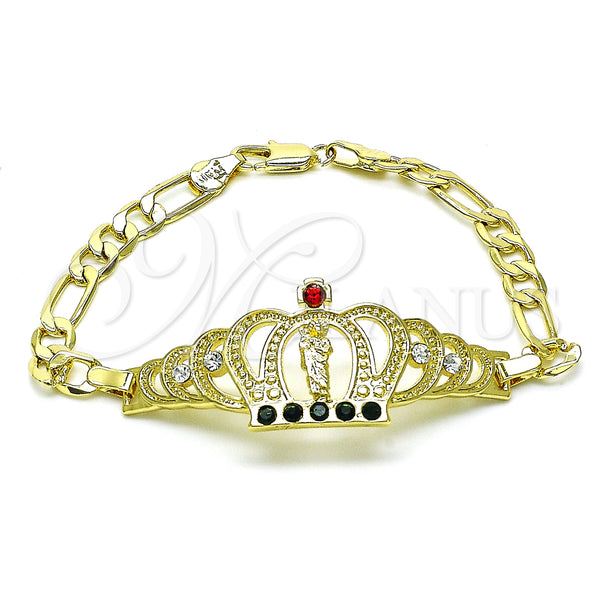 Gold Filled Bracelet — Fancy Bracelet San Judas and Figaro Design with — main product view — SKU 151023 | Oro Laminado brazalete — elegante Bracelet San Judas and Figaro diseño with — SKU 151023
