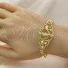 Oro Laminado Fancy Bracelet, Gold Filled Style San Judas and Figaro Design, with White Crystal, Polished for wholesale, additional product view 3