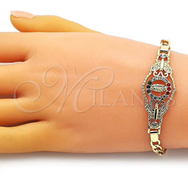 Gold Filled Bracelet — Fancy Bracelet San Judas and Figaro Design with — alternate product view — SKU 151028 | Oro Laminado brazalete — elegante Bracelet San Judas and Figaro diseño with — SKU 151028