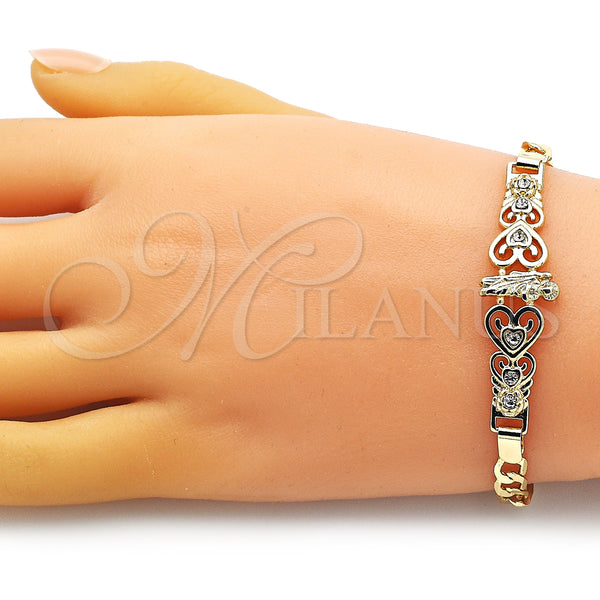 Gold Filled Bracelet — Fancy Bracelet San Judas and Figaro Design with — alternate product view — SKU 151029 | Oro Laminado brazalete — elegante Bracelet San Judas and Figaro diseño with — SKU 151029