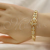 Oro Laminado Fancy Bracelet, Gold Filled Style San Judas and Figaro Design, with White Crystal, Polished for wholesale, additional product view 3
