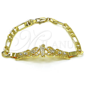 Gold Filled Bracelet — Fancy Bracelet San Judas and Figaro Design with — main product view — SKU 151029 | Oro Laminado brazalete — elegante Bracelet San Judas and Figaro diseño with — SKU 151029