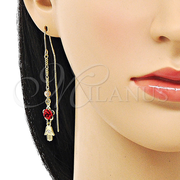 Gold Filled Ring — Threader Earring Hand of God and Flower Design — alternate product view — SKU 151034 | Oro Laminado anillo — Threader Earring Hand of God and flor diseño — SKU 151034