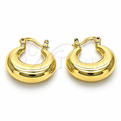 Oro Laminado Small Hoop, Gold Filled Style Hollow Design, Polished, Golden Finish, 02.163.0158.20
