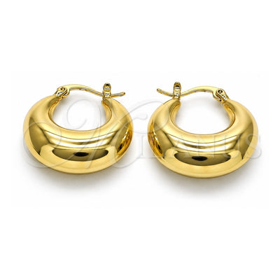 Oro Laminado Medium Hoop, Gold Filled Style Hollow Design, Polished, Golden Finish, 02.163.0158.25