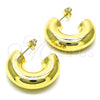 Oro Laminado Stud Earring, Gold Filled Style Hollow Design, Polished, Golden Finish, 02.163.0160.30