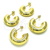 Oro Laminado Stud Earring, Gold Filled Style Hollow Design, Polished, Golden Finish, 02.163.0160.30