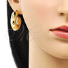 Oro Laminado Stud Earring, Gold Filled Style Hollow Design, Polished, Golden Finish, 02.163.0162.30