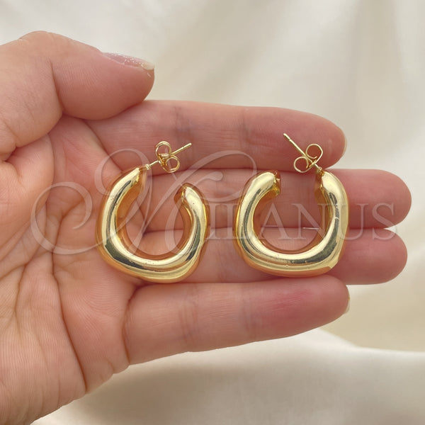Oro Laminado Stud Earring, Gold Filled Style Hollow Design, Polished, Golden Finish, 02.163.0162.30
