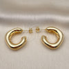 Oro Laminado Stud Earring, Gold Filled Style Hollow Design, Polished, Golden Finish, 02.163.0162.30