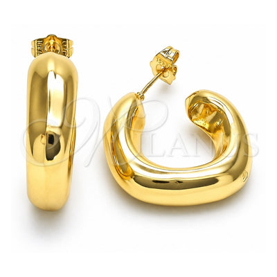 Oro Laminado Stud Earring, Gold Filled Style Hollow Design, Polished, Golden Finish, 02.163.0162.30
