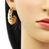 Oro Laminado Stud Earring, Gold Filled Style Twist and Hollow Design, Polished, Golden Finish, 02.163.0163.35
