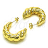 Oro Laminado Stud Earring, Gold Filled Style Twist and Hollow Design, Polished, Golden Finish, 02.163.0163.35