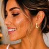 Oro Laminado Stud Earring, Gold Filled Style Hollow Design, Polished, Golden Finish, 02.163.0164