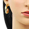 Oro Laminado Stud Earring, Gold Filled Style Hollow Design, Polished, Golden Finish, 02.163.0164