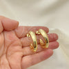 Oro Laminado Stud Earring, Gold Filled Style Hollow Design, Polished, Golden Finish, 02.163.0164