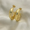 Oro Laminado Stud Earring, Gold Filled Style Hollow Design, Polished, Golden Finish, 02.163.0164