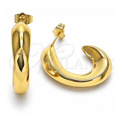 Oro Laminado Stud Earring, Gold Filled Style Hollow Design, Polished, Golden Finish, 02.163.0164