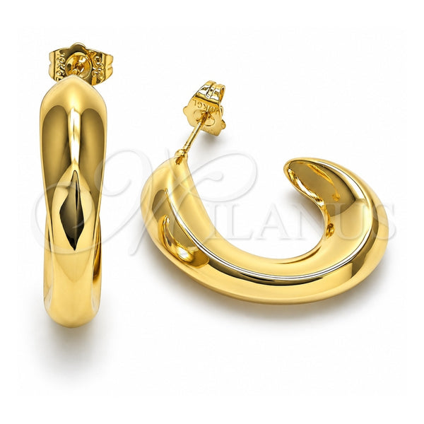 Oro Laminado Stud Earring, Gold Filled Style Hollow Design, Polished, Golden Finish, 02.163.0164